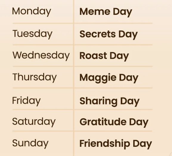 Friendship week days description